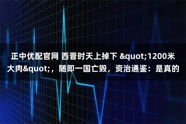 正中优配官网 西晋时天上掉下 "1200米大肉"，随即一国亡毁，资治通鉴：是真的